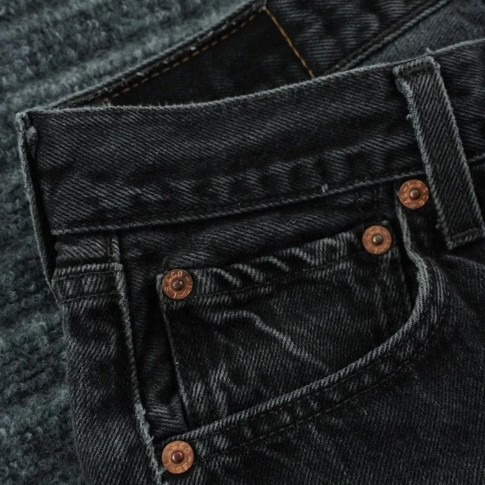 Levi's 501 Jeans Mens 29x30 Faded Black Straight Leg Vintage Made in USA Denim